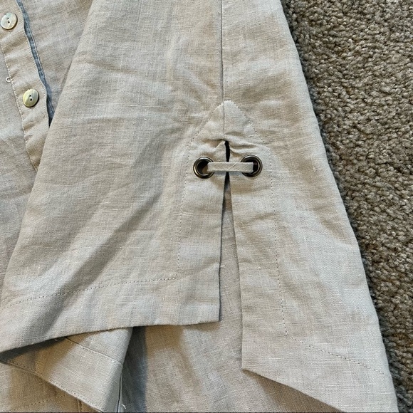 Gordon Smith linen button front tie back tunic top size 12 gray lagenlook - Picture 6 of 10
